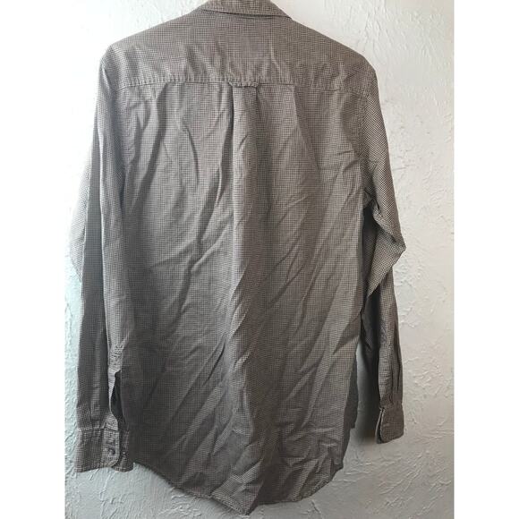 Vintage Ralph Lauren Chaps Button Up Long Sleeve 90 Shirt 15.5 Brown Black Check - Picture 3 of 4